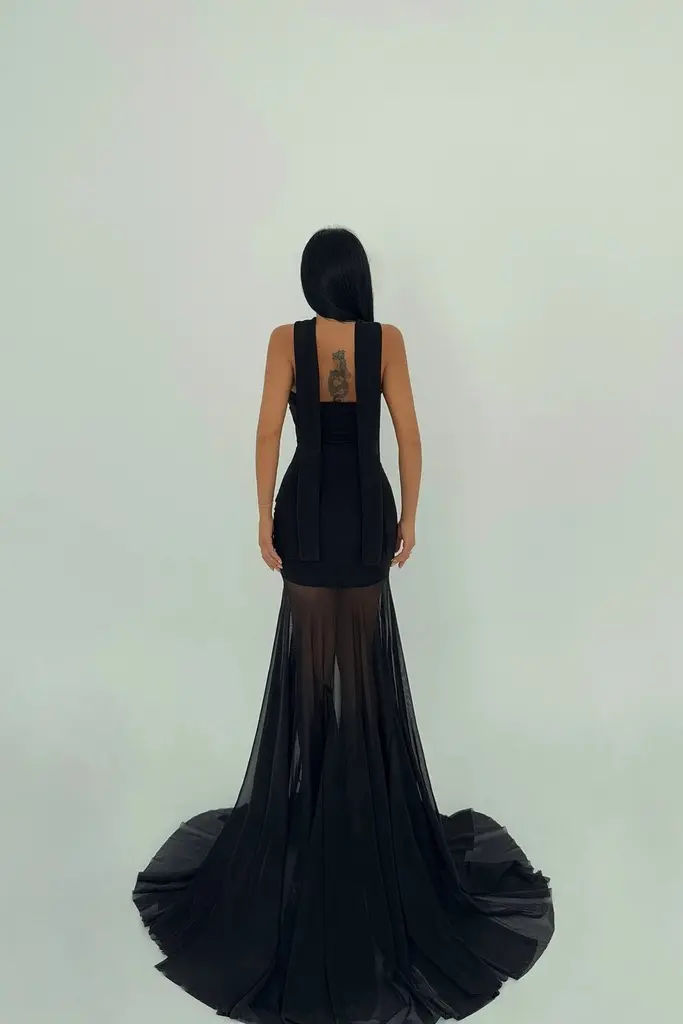 [ATE-2617-XS] Black Marianna Long Skirt Tulle Dress (XS).webp