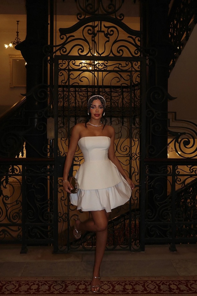 White Strapless Mini Dress