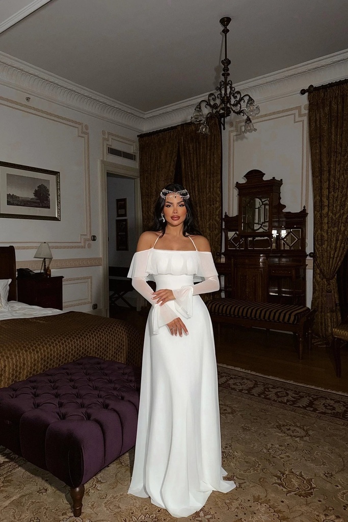 Бел долг фустан од тил „Раел“