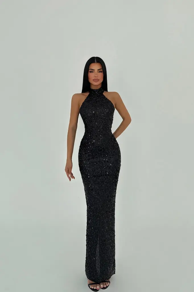 Black Shion Dress with Sequins
