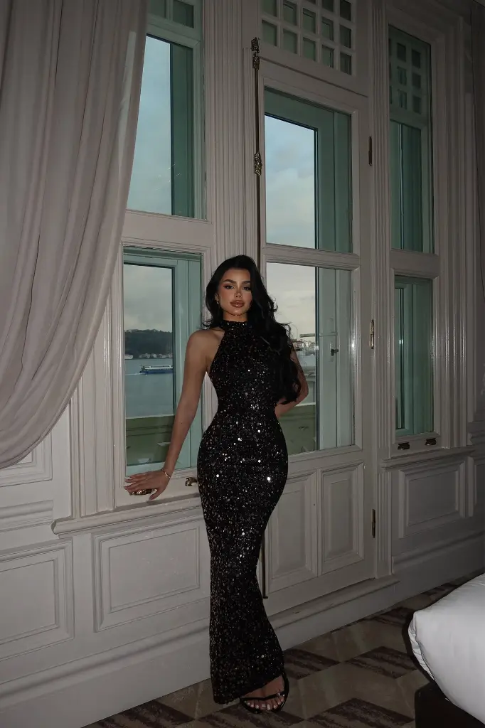 Black Shion Dress with Sequins
