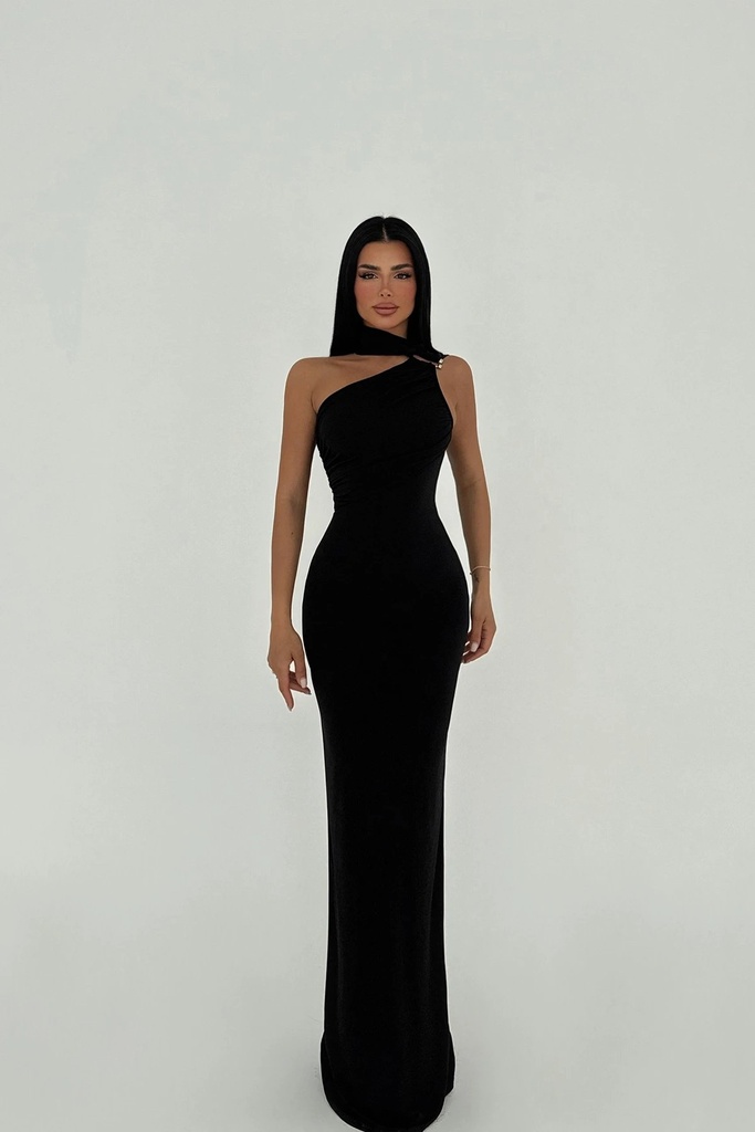 Black Shoulder Detail Dress