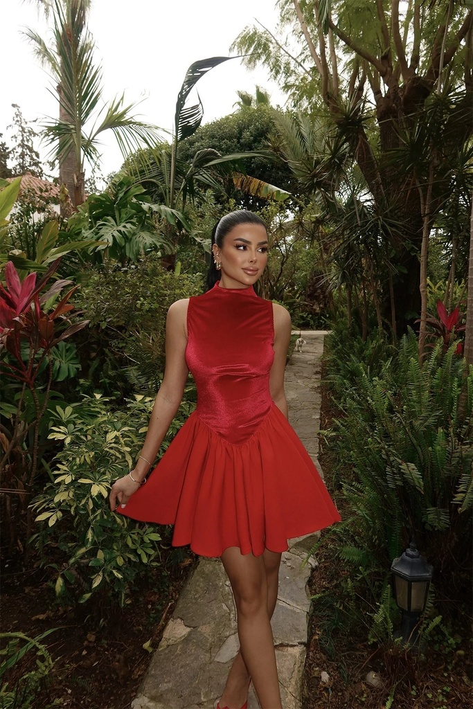 Red Begonlia Mini Dress