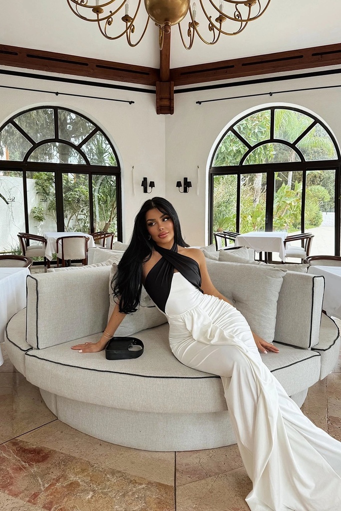White Aralia Two Tone Dress