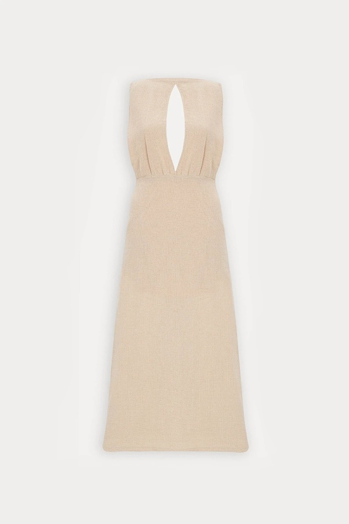 Beige Basic Mini Dress