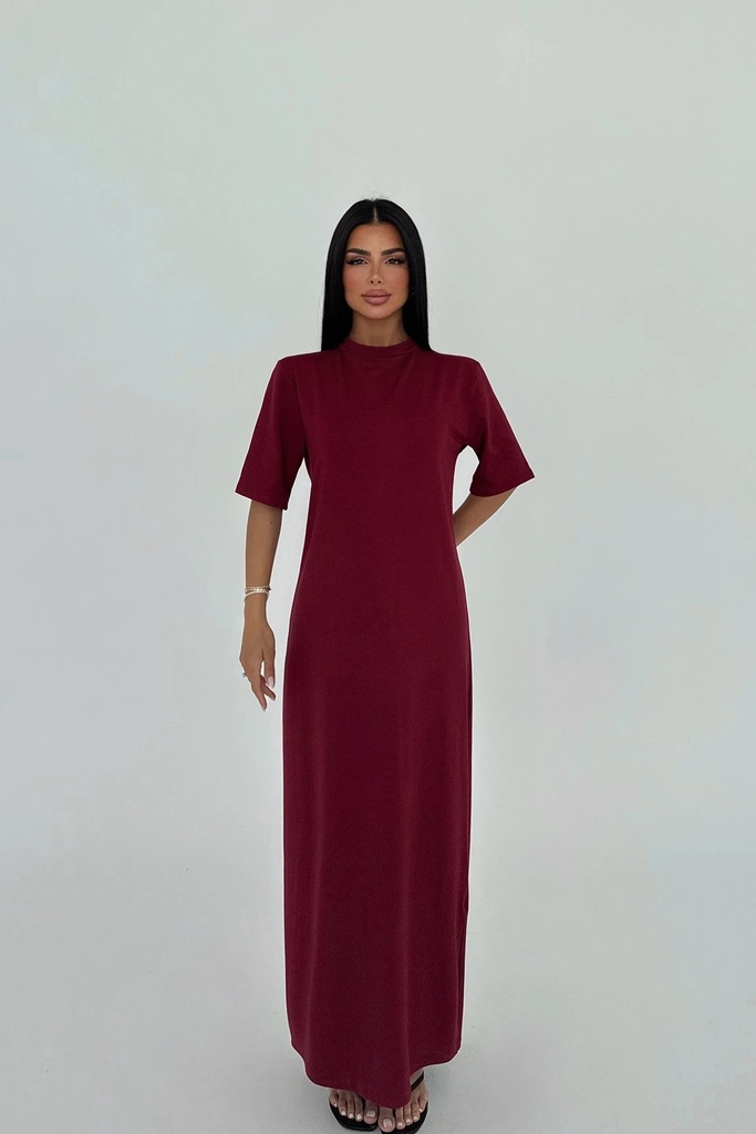 Burgundy Basic Long Dress