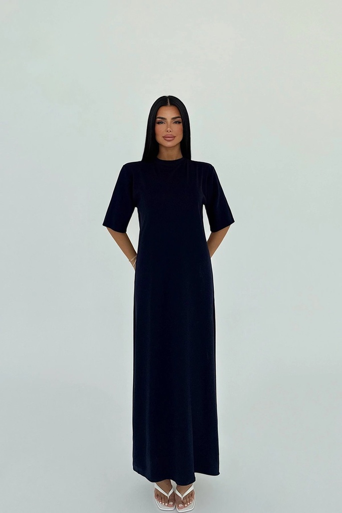 Navy Blue Basic Long Dress