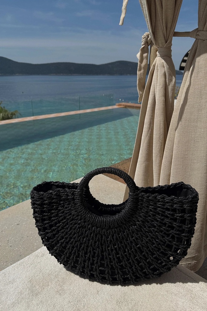 Black Large Straw Bag