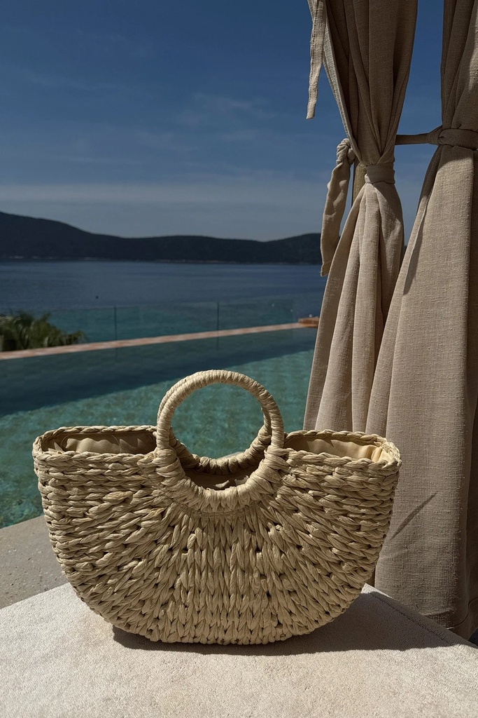 Cream Large Straw Bag
