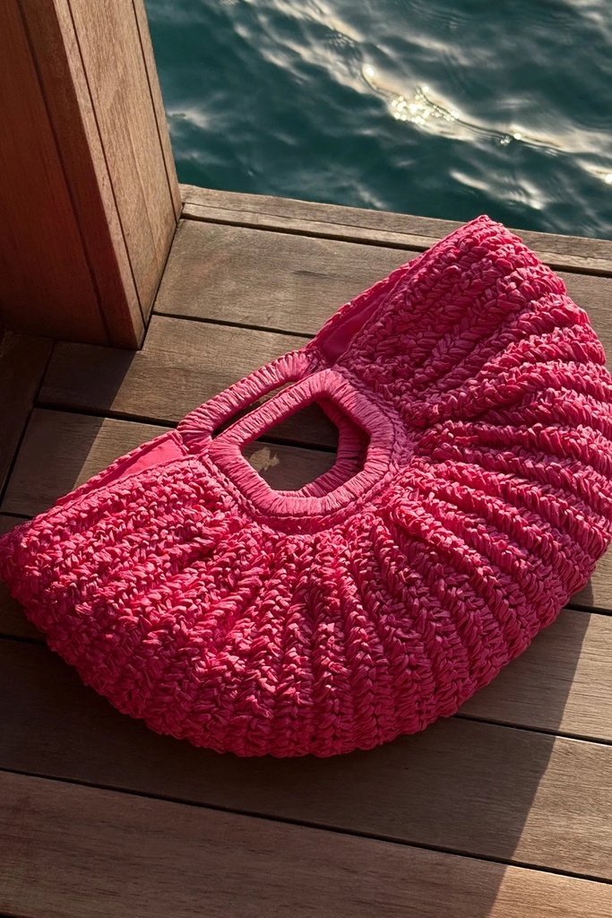 Fuchsia Straw Bag