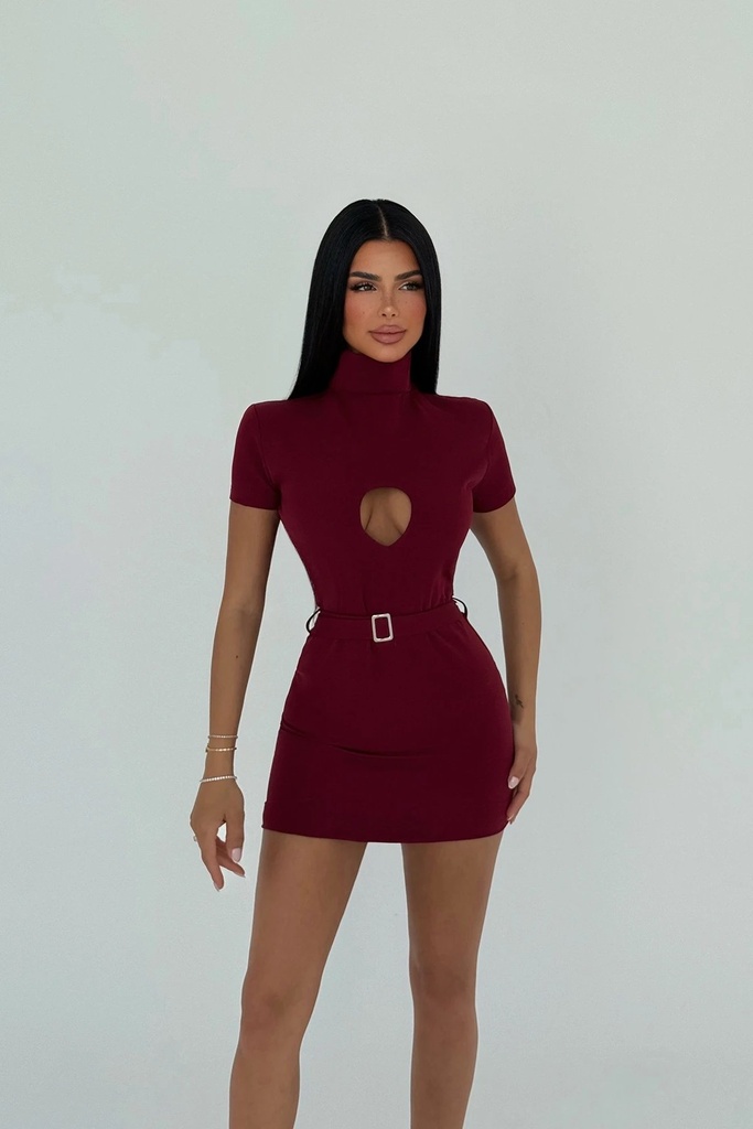 Burgundy Camilo Belted Dress