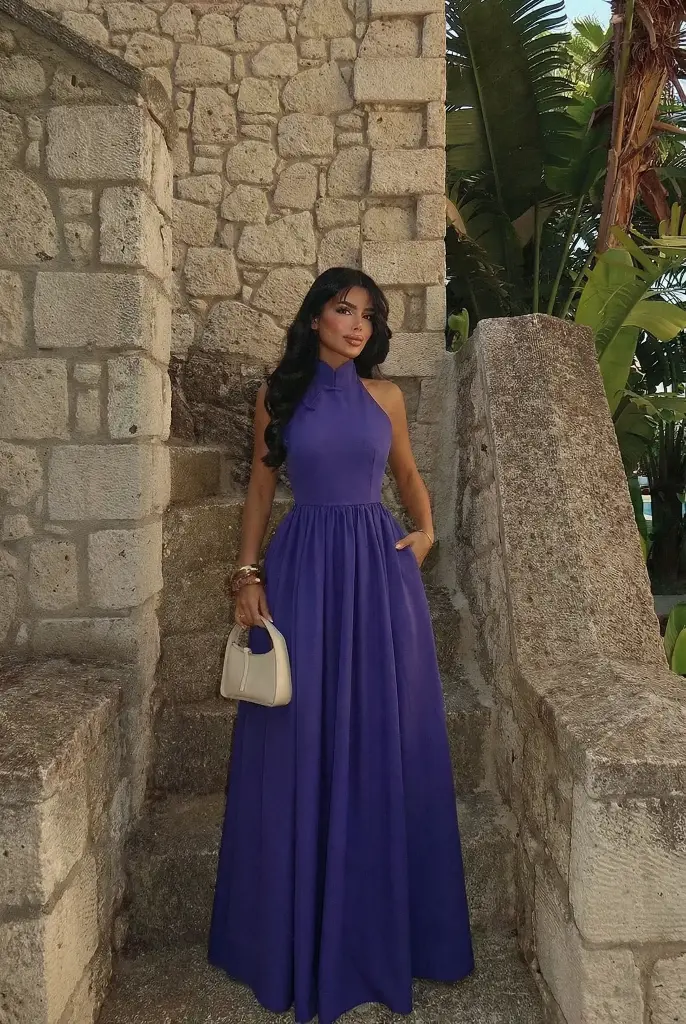 Purple Long Basic Long Dress