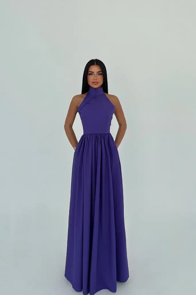 Purple Long Basic Long Dress
