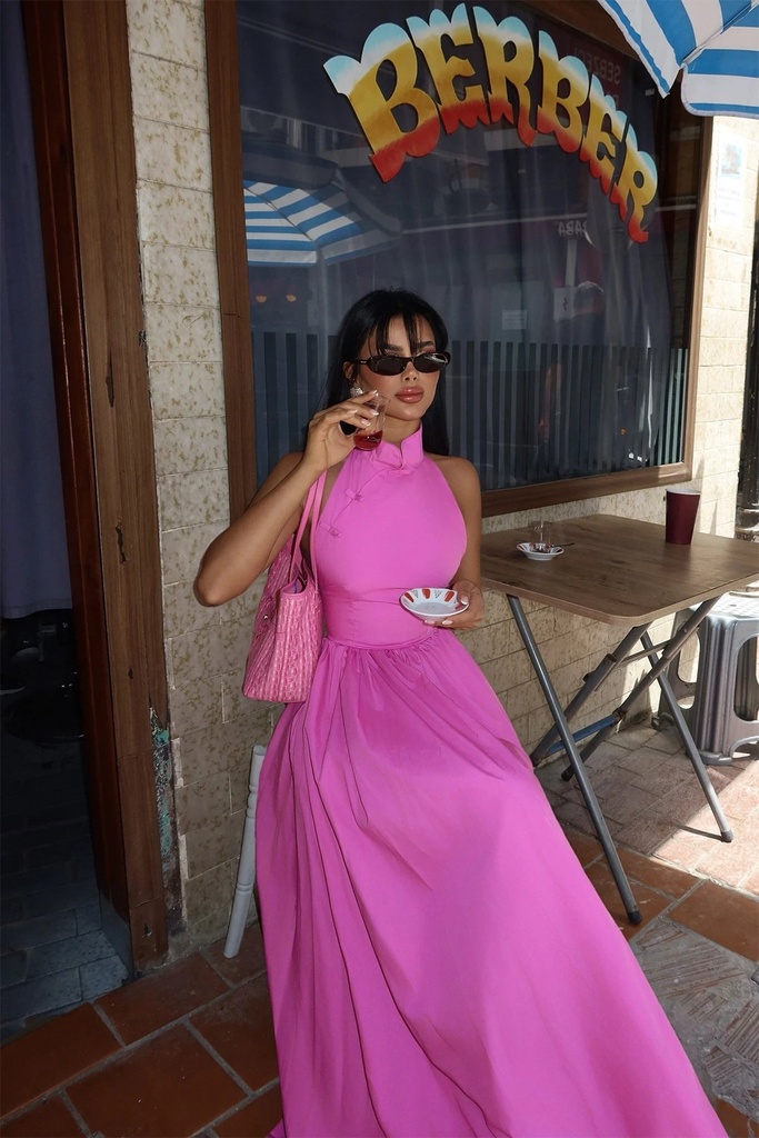 Pink Long Basic Long Dress