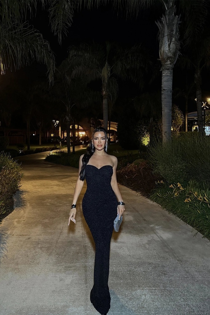 Dianora Black Lurex Long Dress