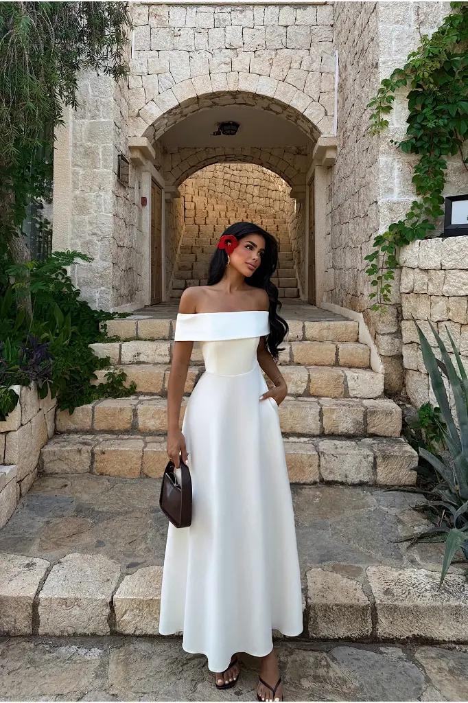 White Madonna Collar Dress 