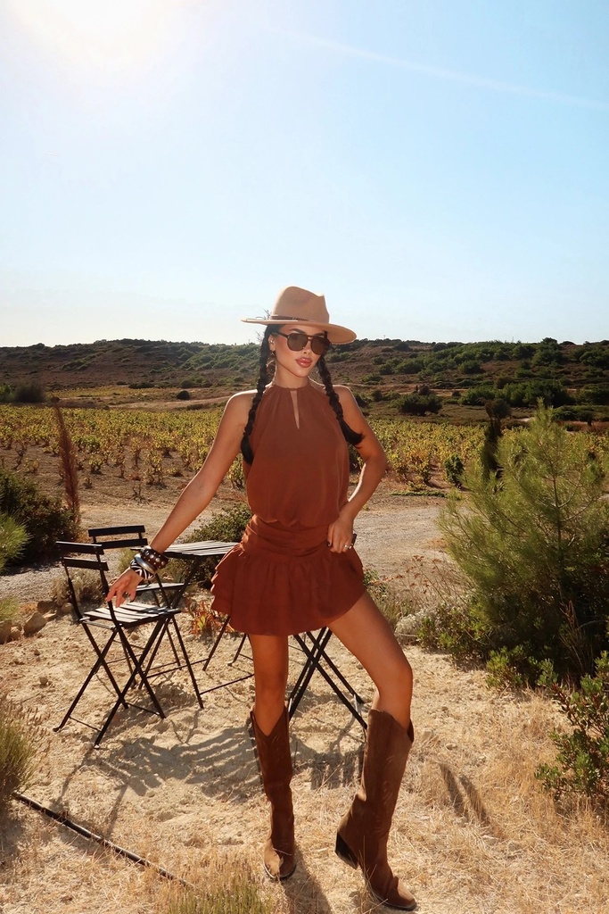 Brown Heloise Mini Dress