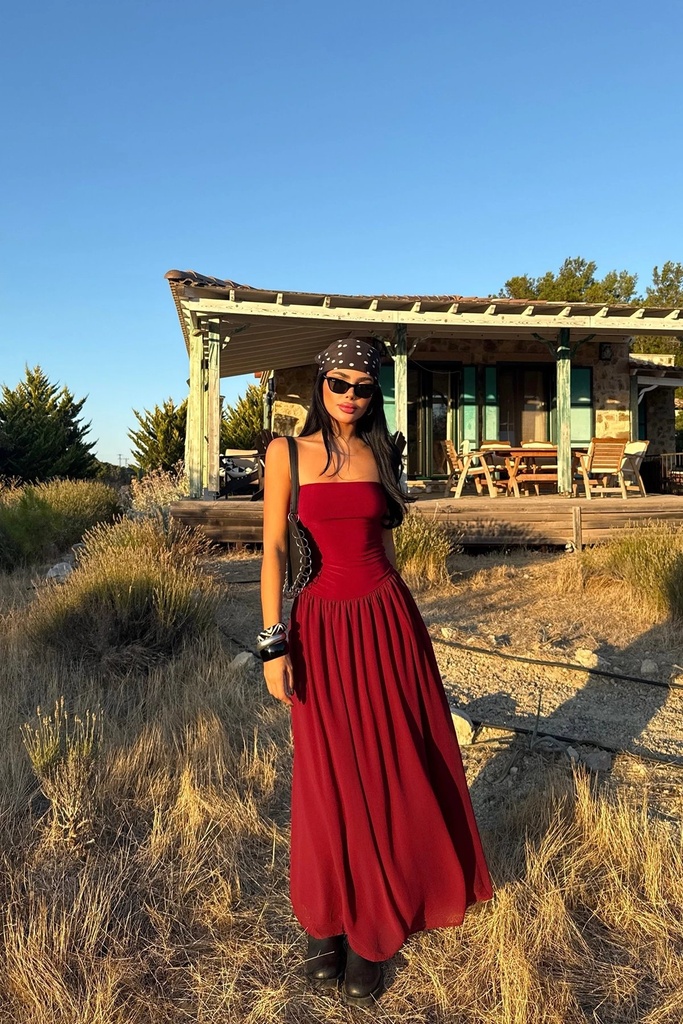 Burgundy Damson Long Dress
