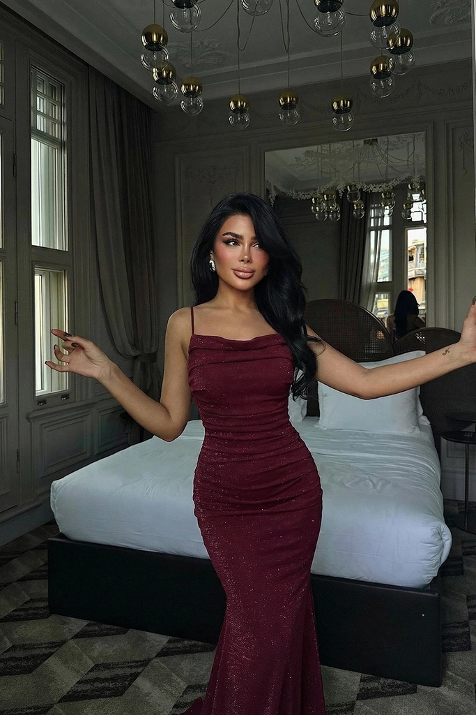 Burgundy Strappy Long Dress