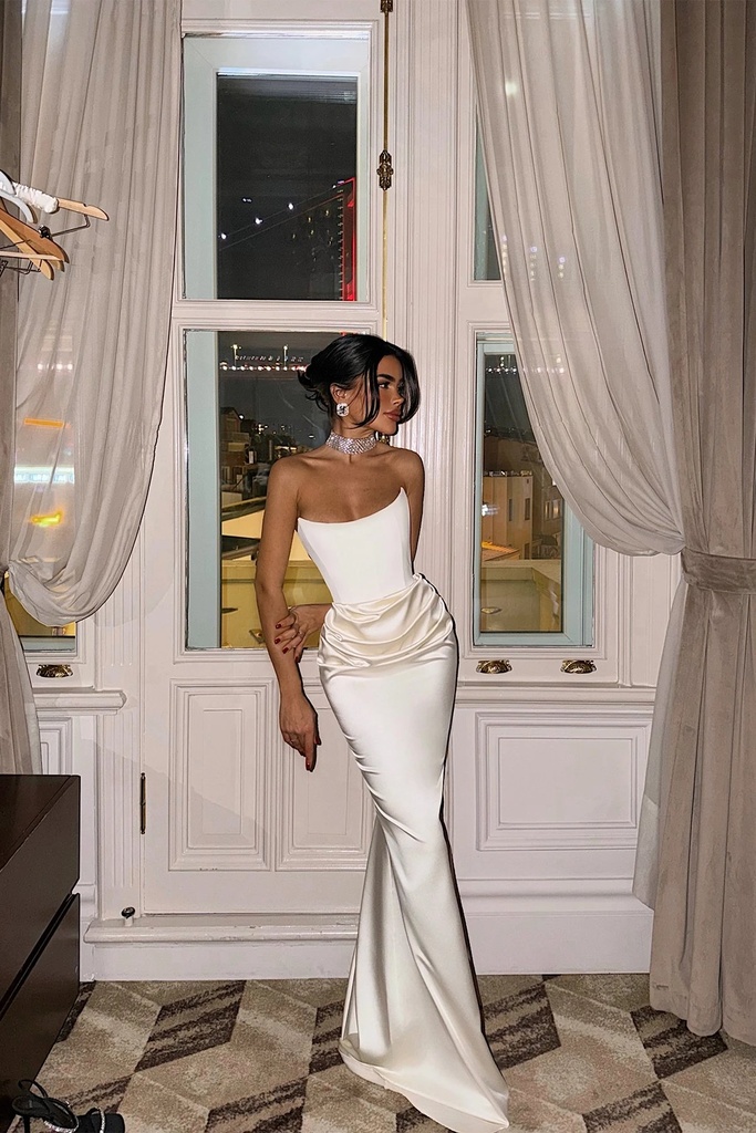 White Velora Satin Dress