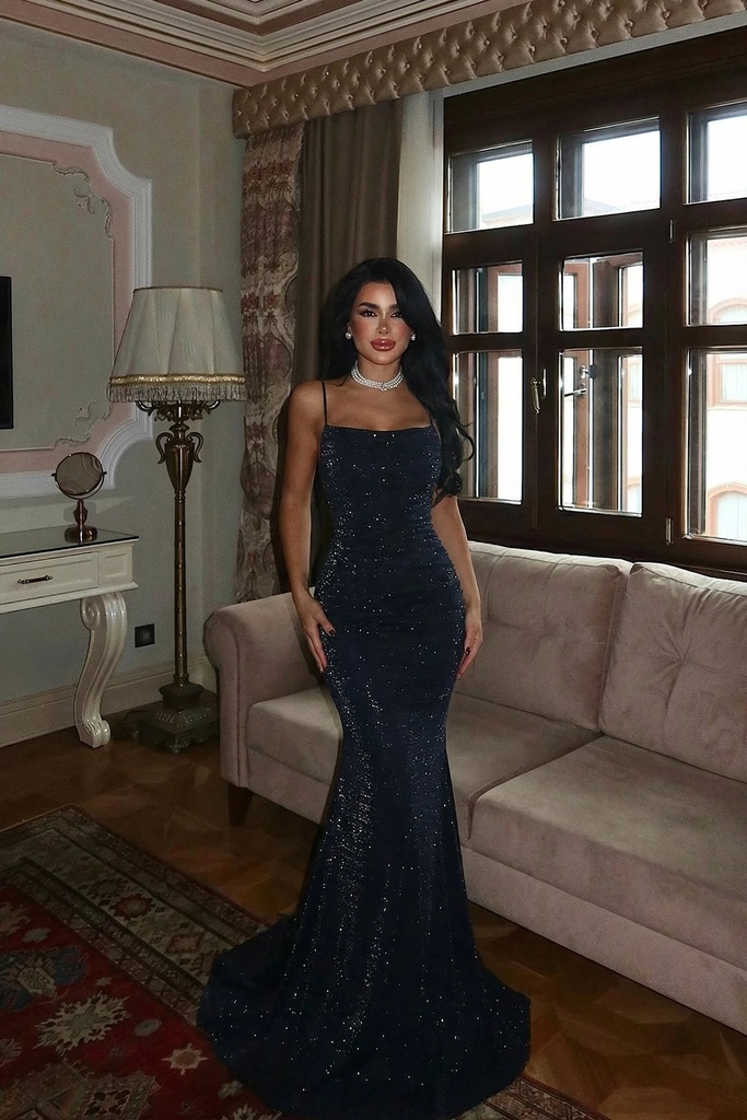 Navy Blue Strappy Long Dress