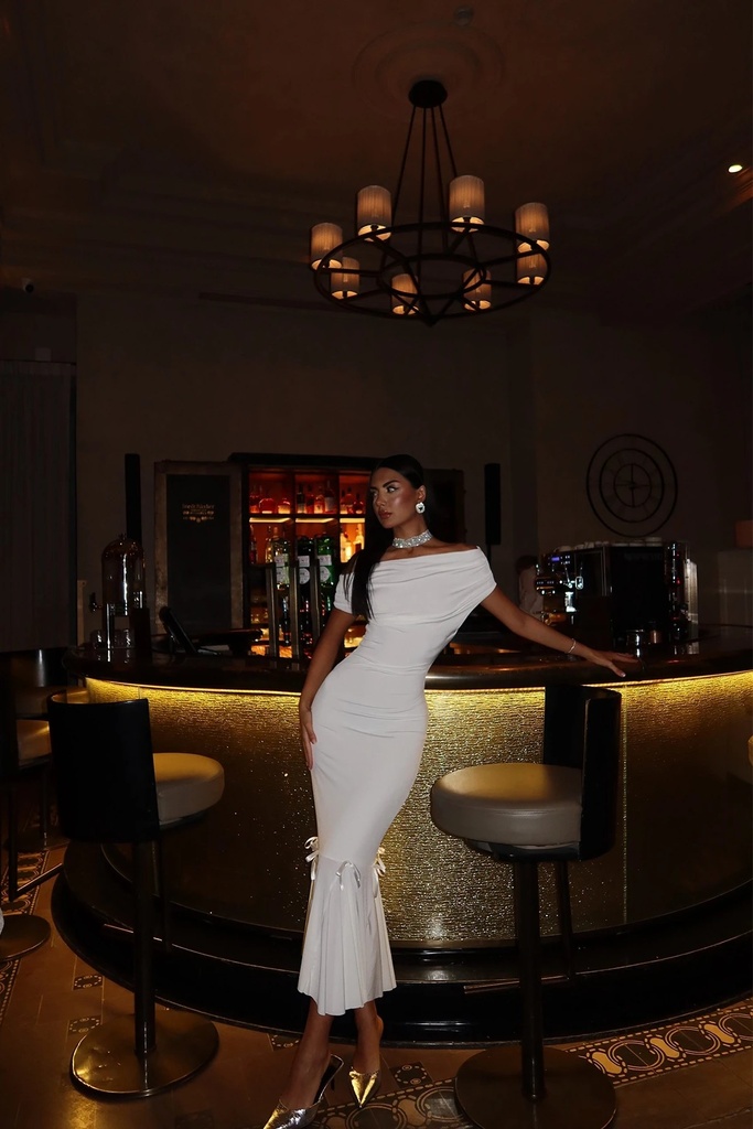 White Basic Ruffle Detail Dress