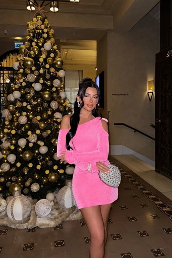 Розов мини фустан