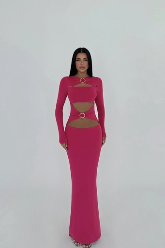 Fuchsia Ring Detail Long Dress