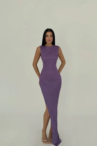 Purple Deep Slit Long Dress