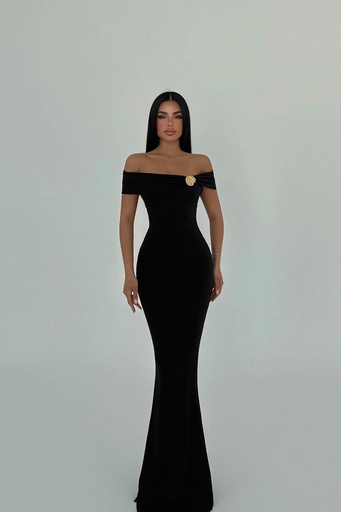 Black Brooch Detail Dress