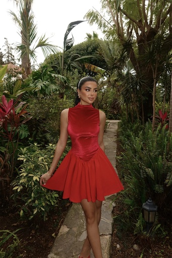 Red Begonlia Mini Dress