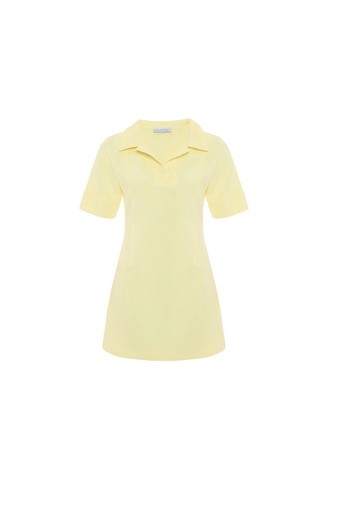 Yellow Shirt Collar Dress