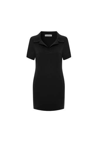 Black Shirt Collar Dress