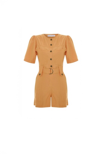 Orange Pocket Detail Buttoned Jumpsuit