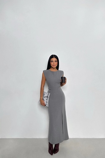 Gray Basic Midi Dress