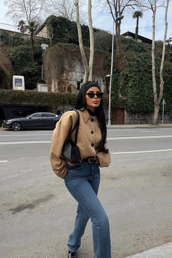 Tan Button Front Jacket