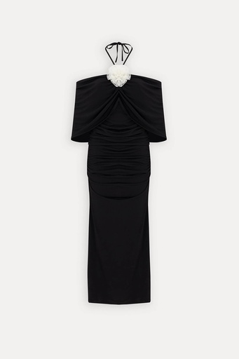 Black Rose Detail Long Dress