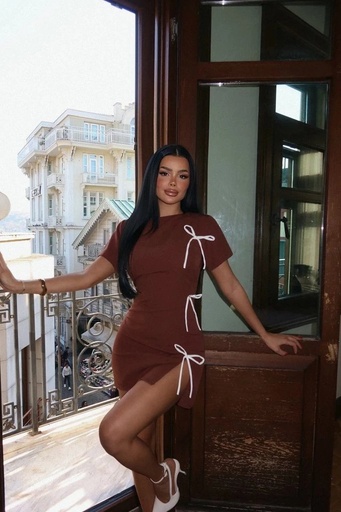 Brown Nari Bow Dress