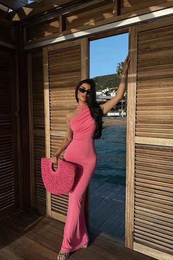 Pink Shoulder Detail Dress