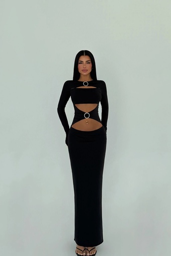 Black Ring Detail Long Dress