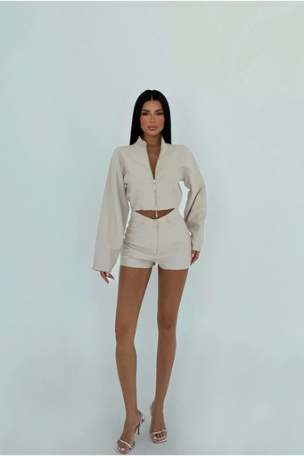 Cream Shorts Set