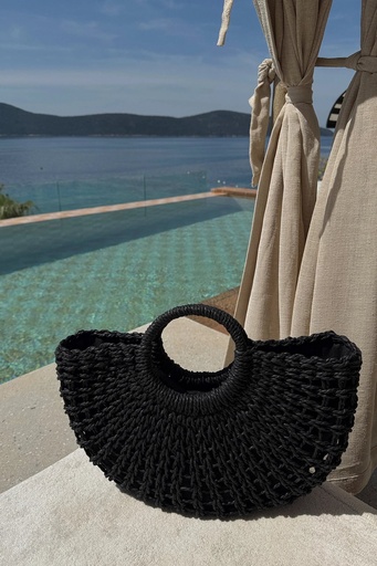 Black Large Straw Bag