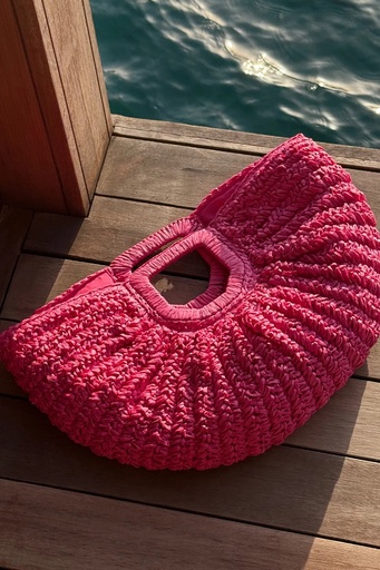 Fuchsia Straw Bag