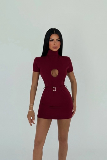 Burgundy Camilo Belted Dress