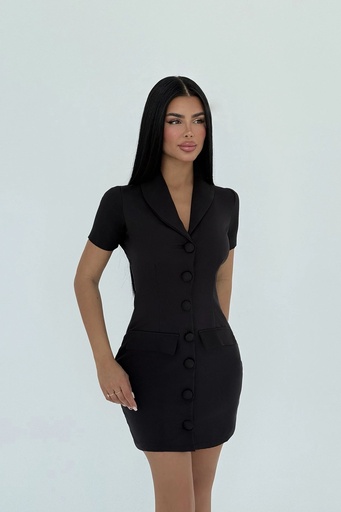 Black Button Detail Mini Dress