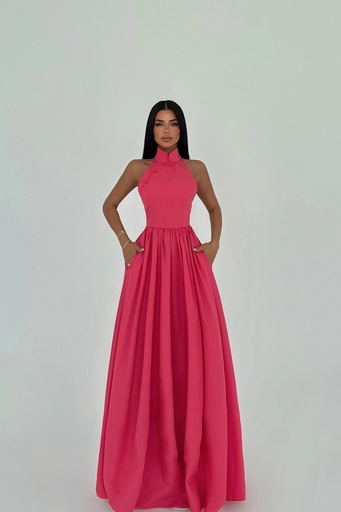 Pomegranate Flower Long Basic Long Dress