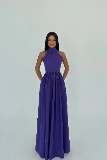 Purple Long Basic Long Dress