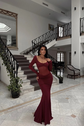 Cherry Bruise Transparent Front Long Dress