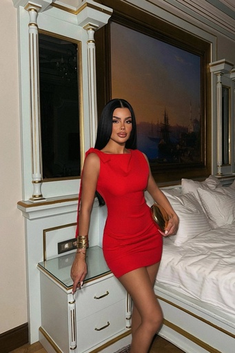 Red Adah Ribbon Detail Mini Dress