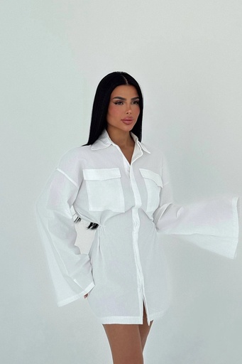 White Shirt Collar Dress
